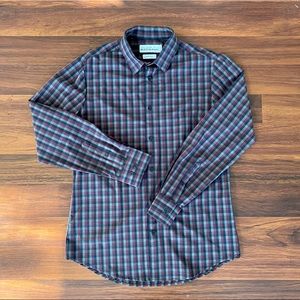 Med Mizzen+Main Leeward Dress Shirt Maroon Grey